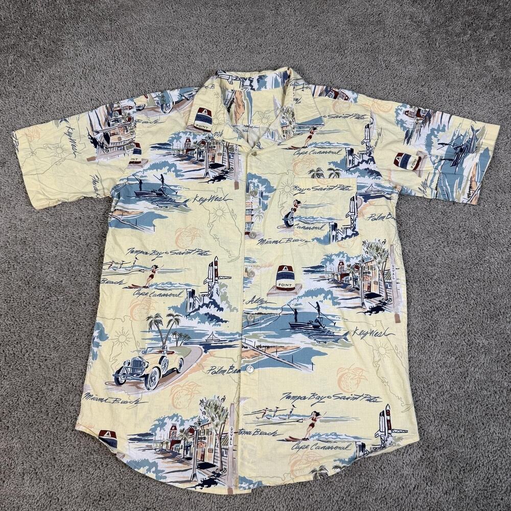 Vintage Bluewater Wear Shirt Mens L Florida AOP Key West Tampa Retro Miami 90s